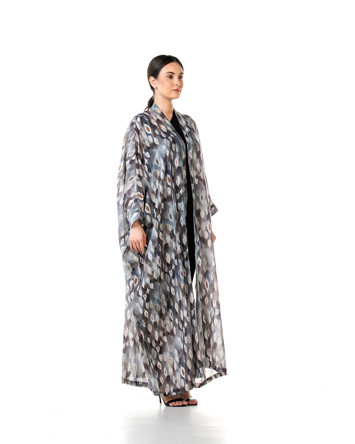 Fig – Printed Chiffon Cotton Bisht Abaya