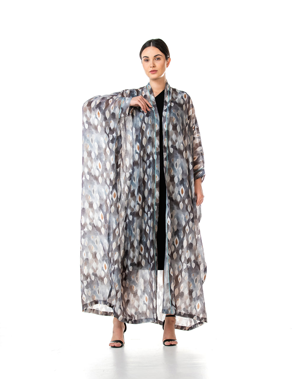 Fig – Printed Chiffon Cotton Bisht Abaya