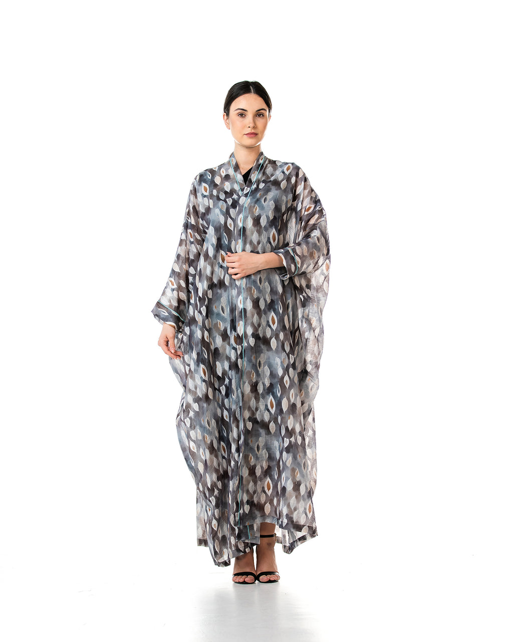 Fig – Printed Chiffon Cotton Bisht Abaya
