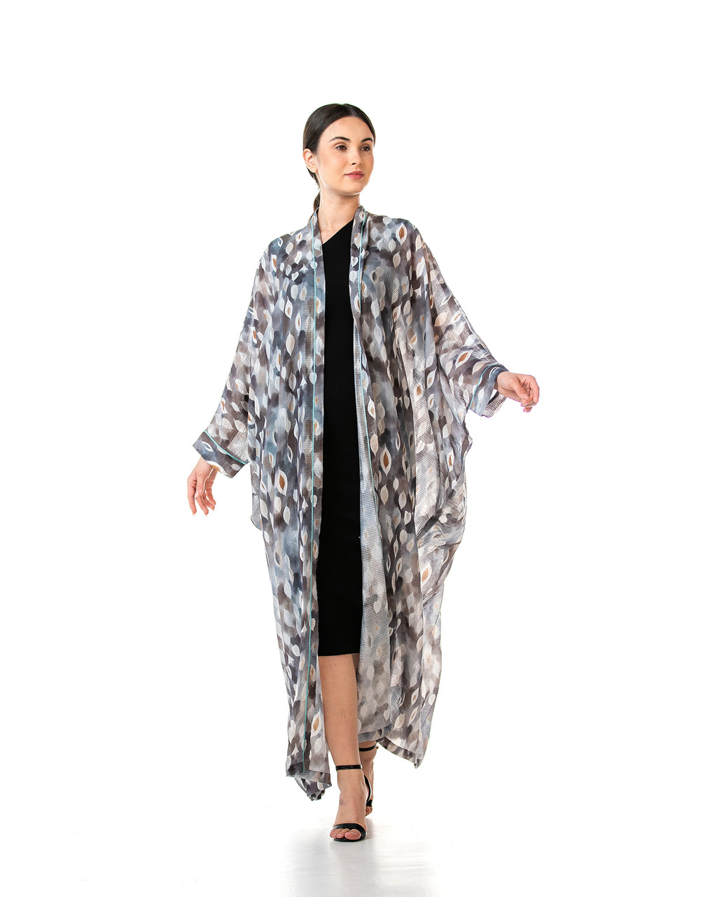 Fig – Printed Chiffon Cotton Bisht Abaya