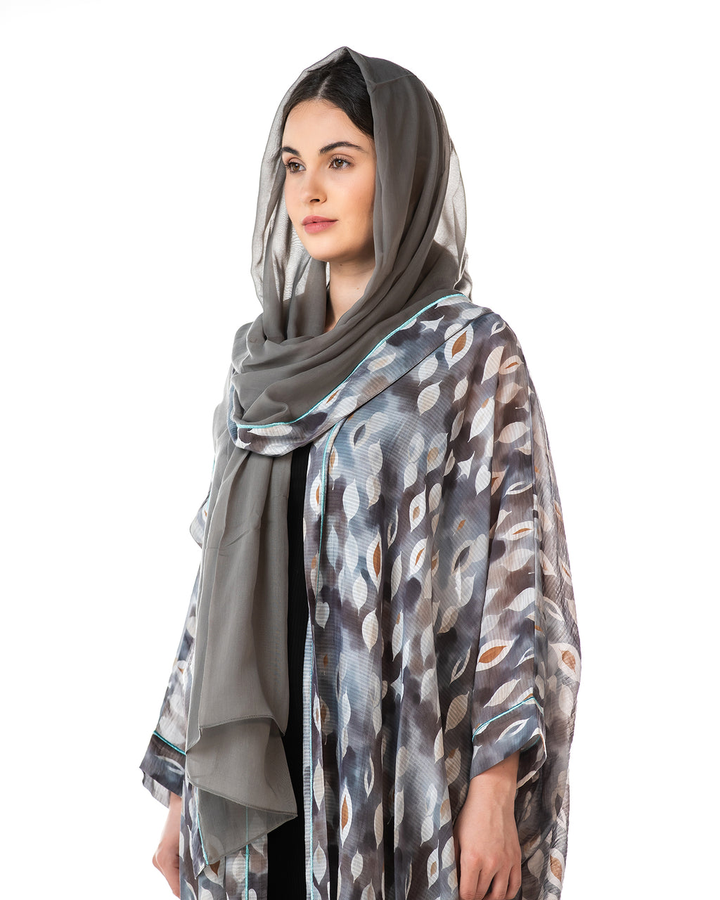 Fig – Printed Chiffon Cotton Bisht Abaya