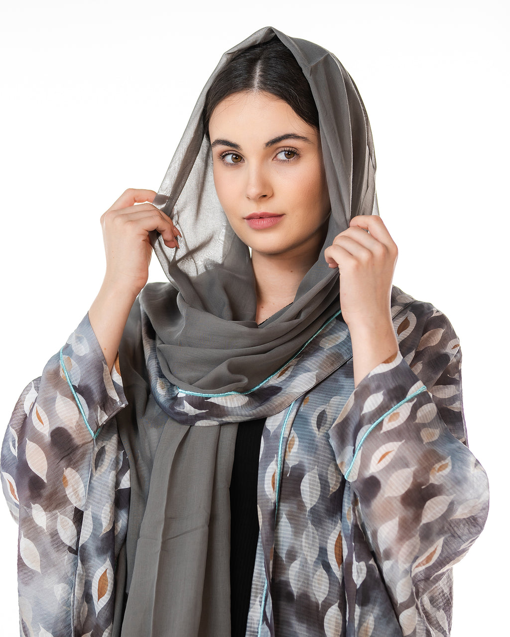 Fig – Printed Chiffon Cotton Bisht Abaya