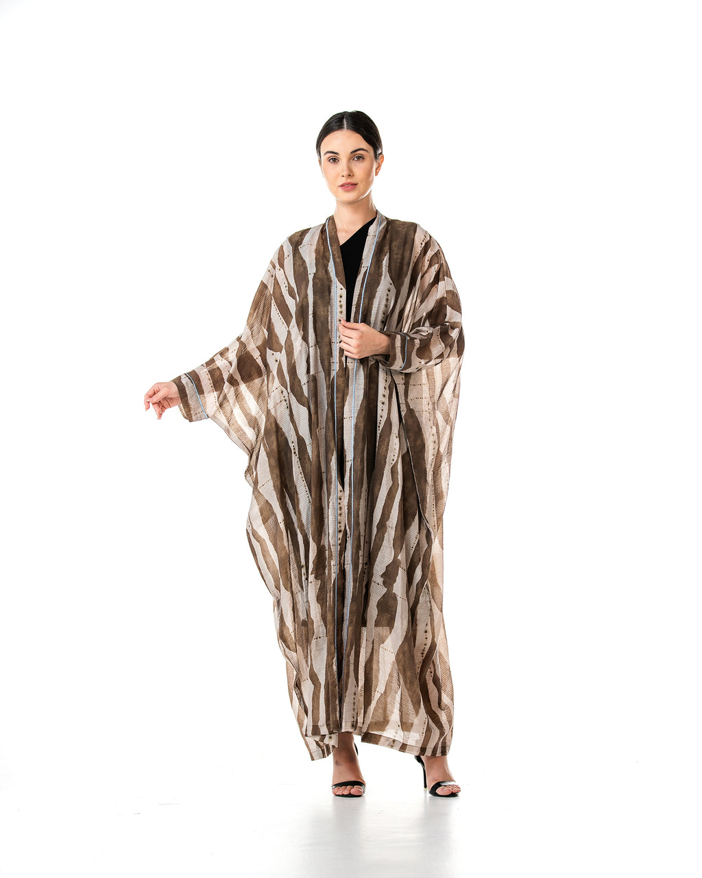 Fig – Printed Chiffon Cotton Bisht Abaya
