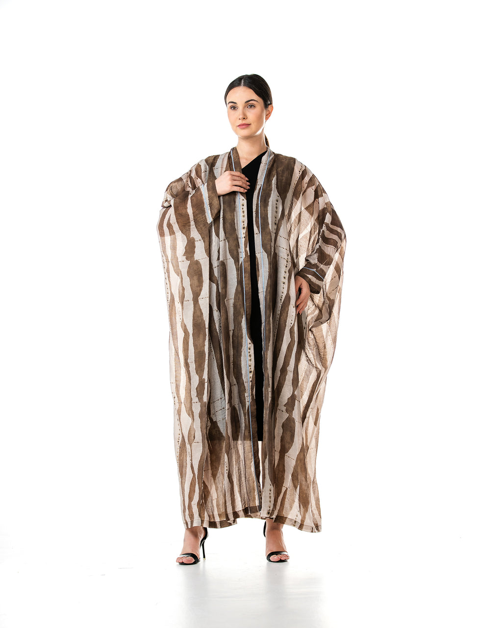Fig – Printed Chiffon Cotton Bisht Abaya