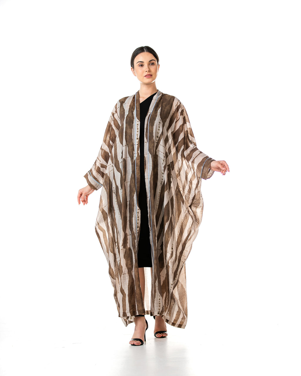 Fig – Printed Chiffon Cotton Bisht Abaya