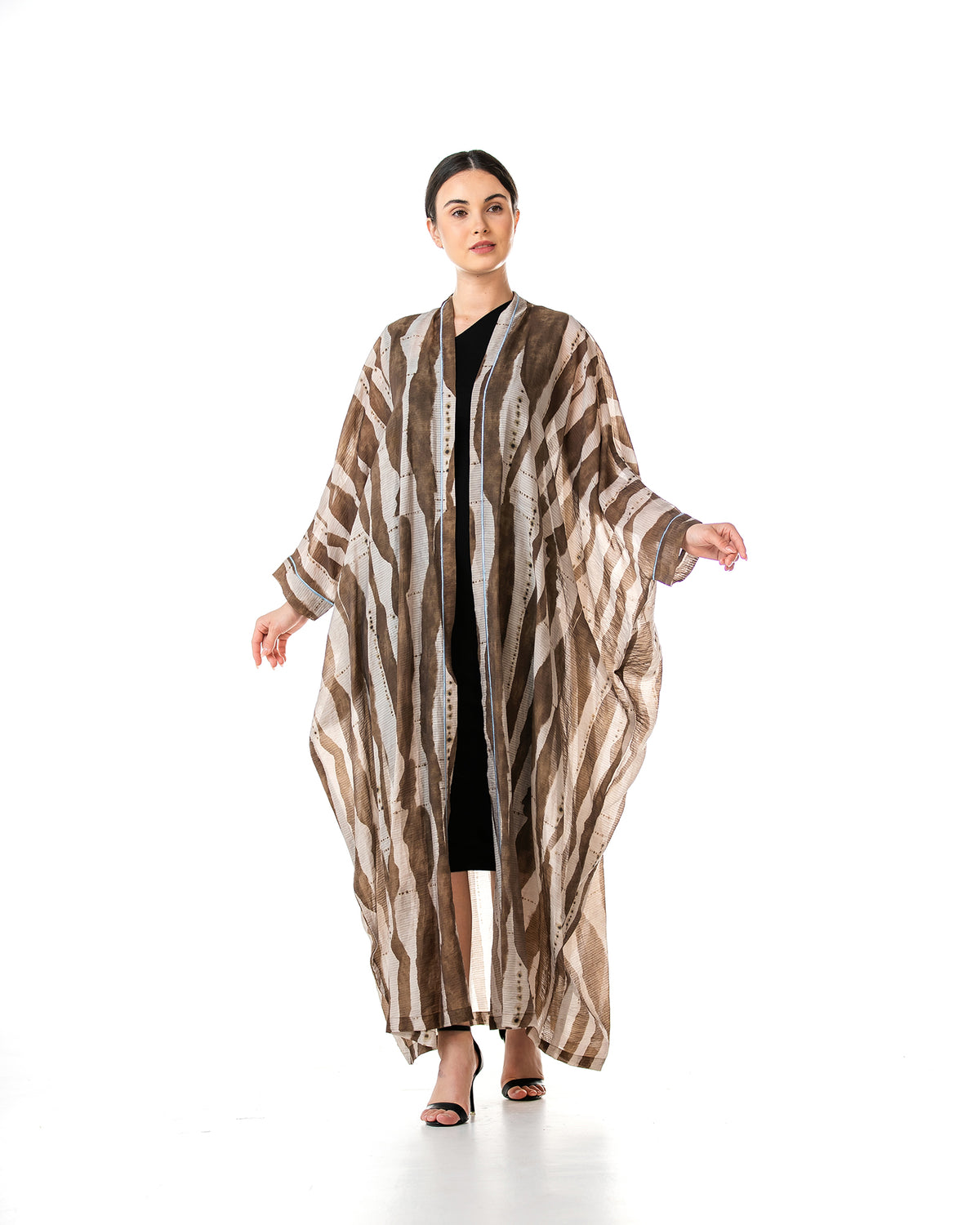 Fig – Printed Chiffon Cotton Bisht Abaya