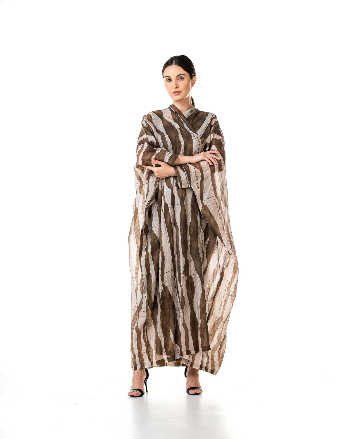 Fig – Printed Chiffon Cotton Bisht Abaya