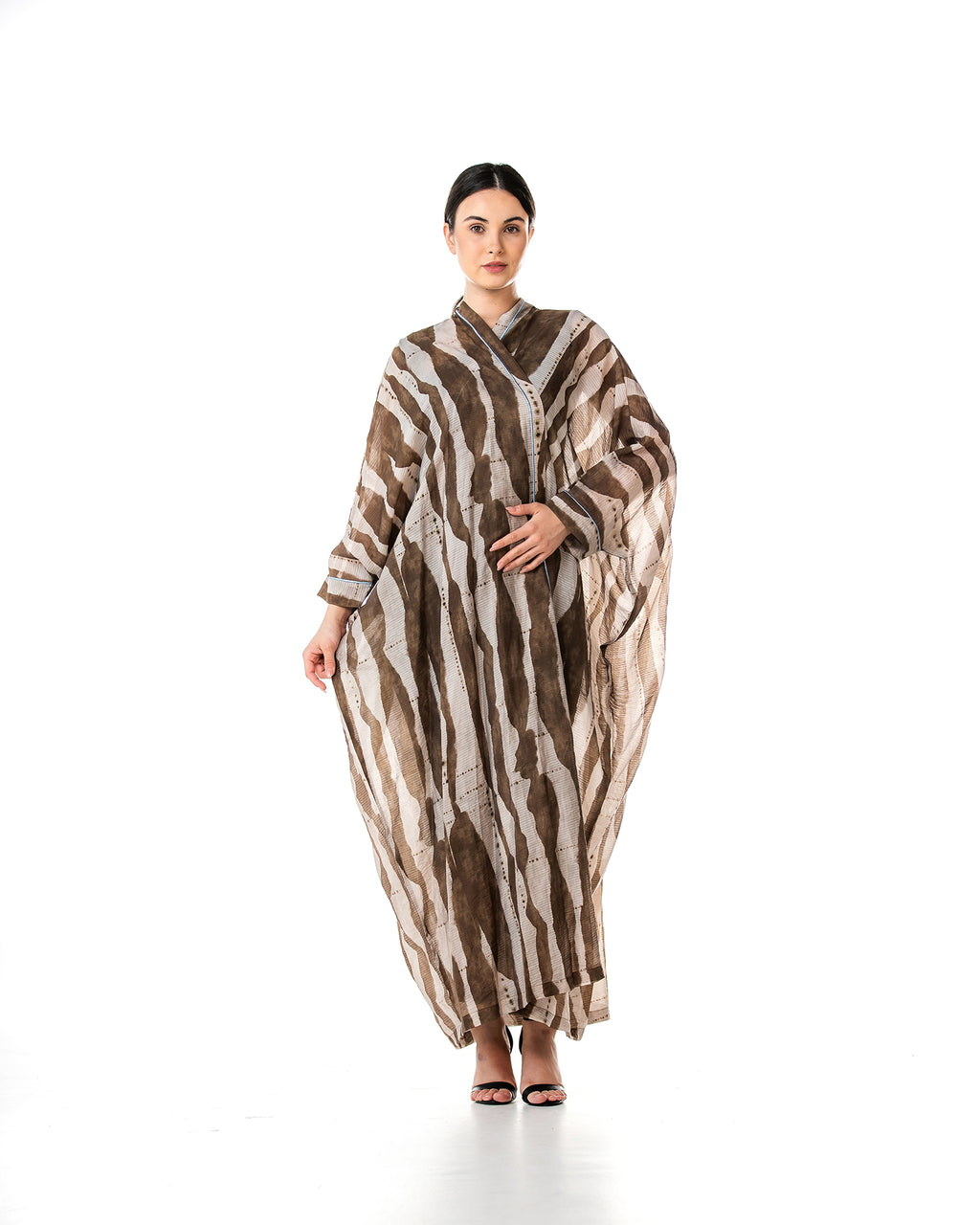 Fig – Printed Chiffon Cotton Bisht Abaya