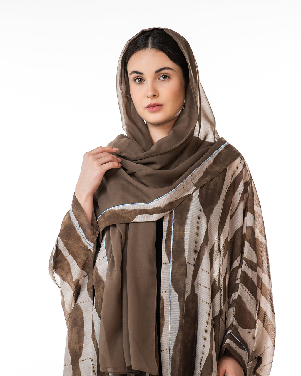 Fig – Printed Chiffon Cotton Bisht Abaya