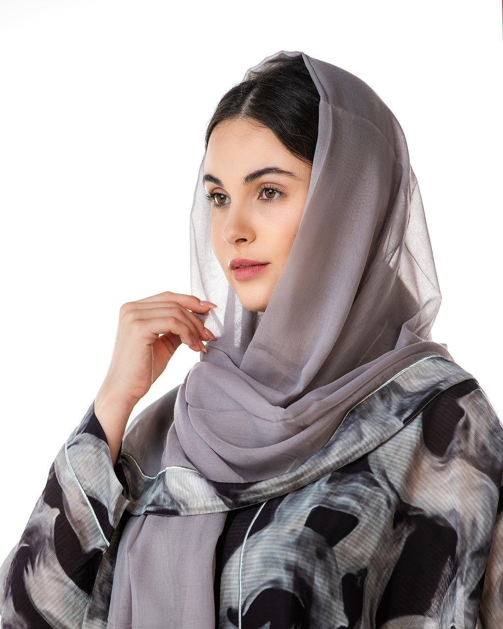 Fig – Printed Chiffon Cotton Bisht Abaya