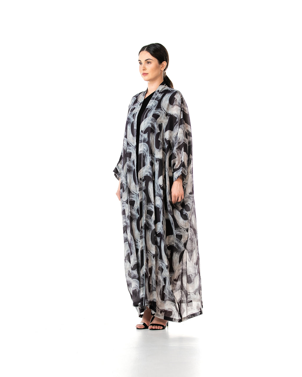 Fig – Printed Chiffon Cotton Bisht Abaya