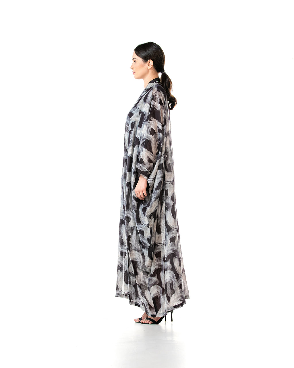 Fig – Printed Chiffon Cotton Bisht Abaya