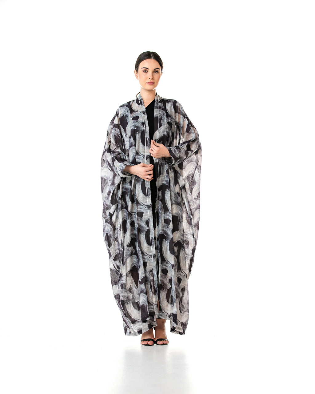 Fig – Printed Chiffon Cotton Bisht Abaya