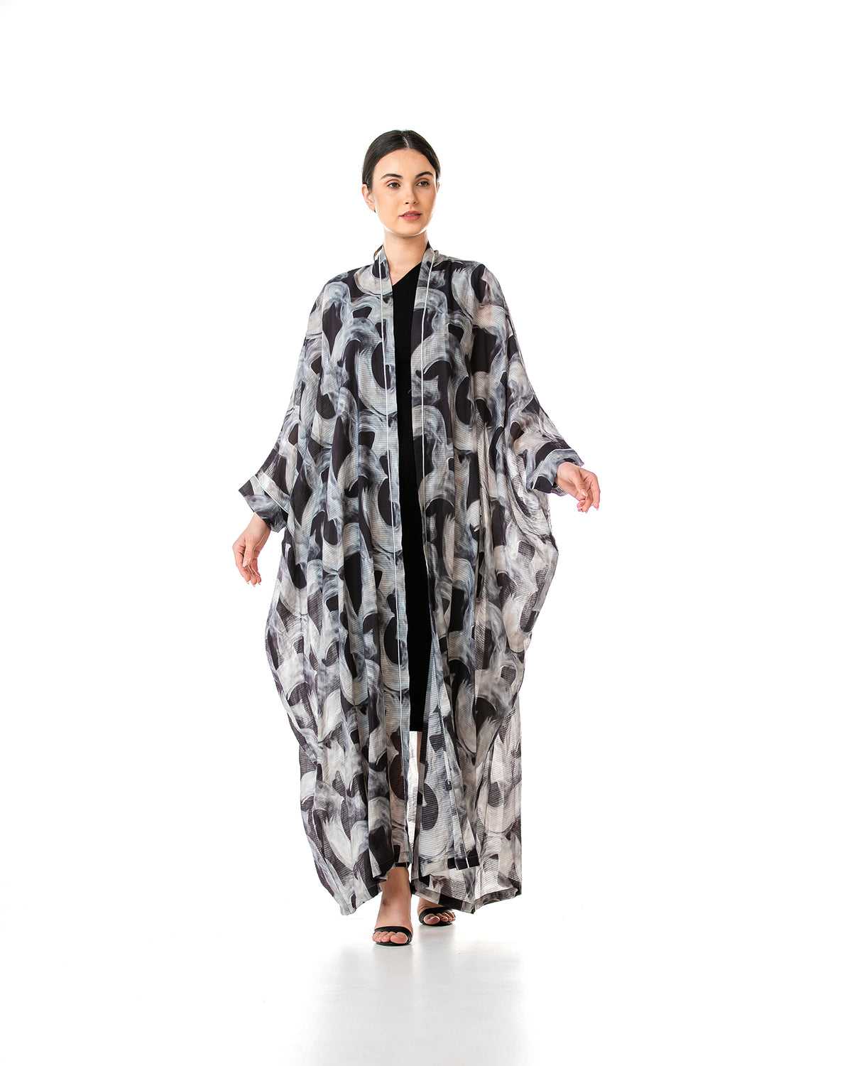 Fig – Printed Chiffon Cotton Bisht Abaya