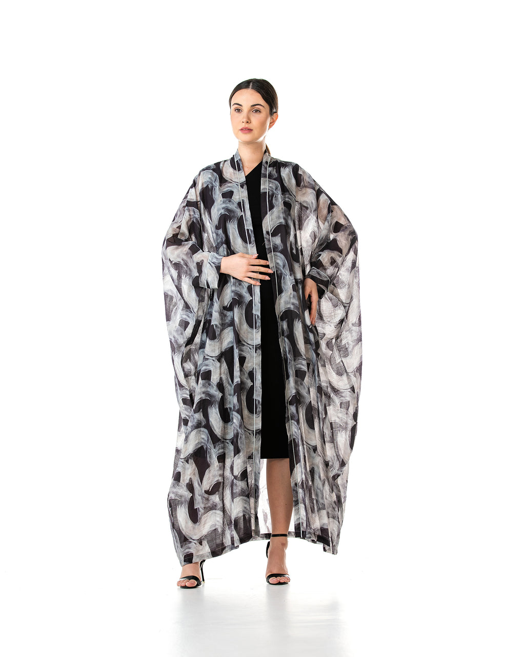 Fig – Printed Chiffon Cotton Bisht Abaya