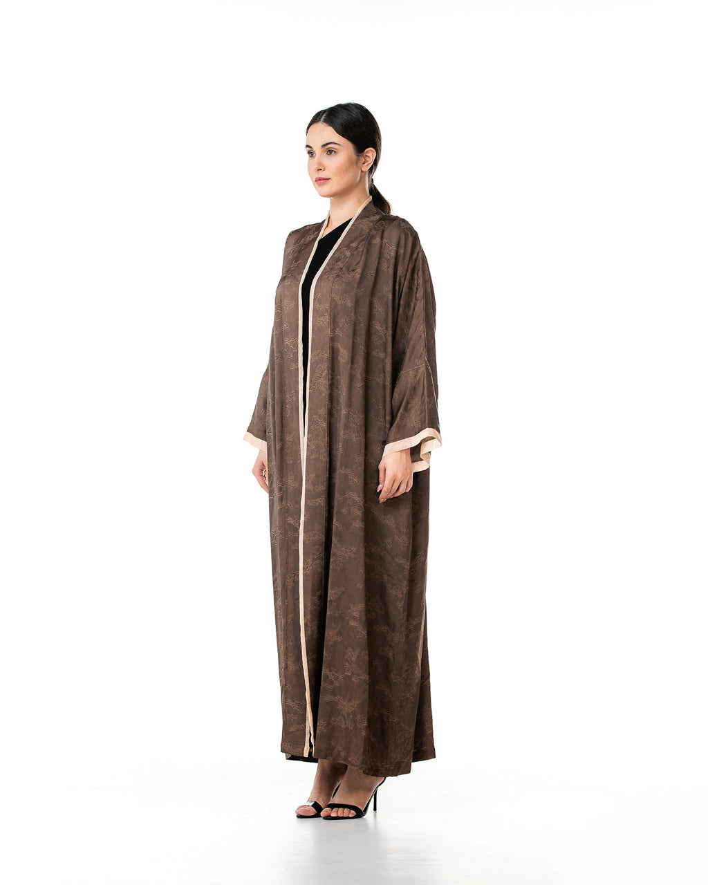 Walnut – Printed Viscose Linen Kaftan Abaya