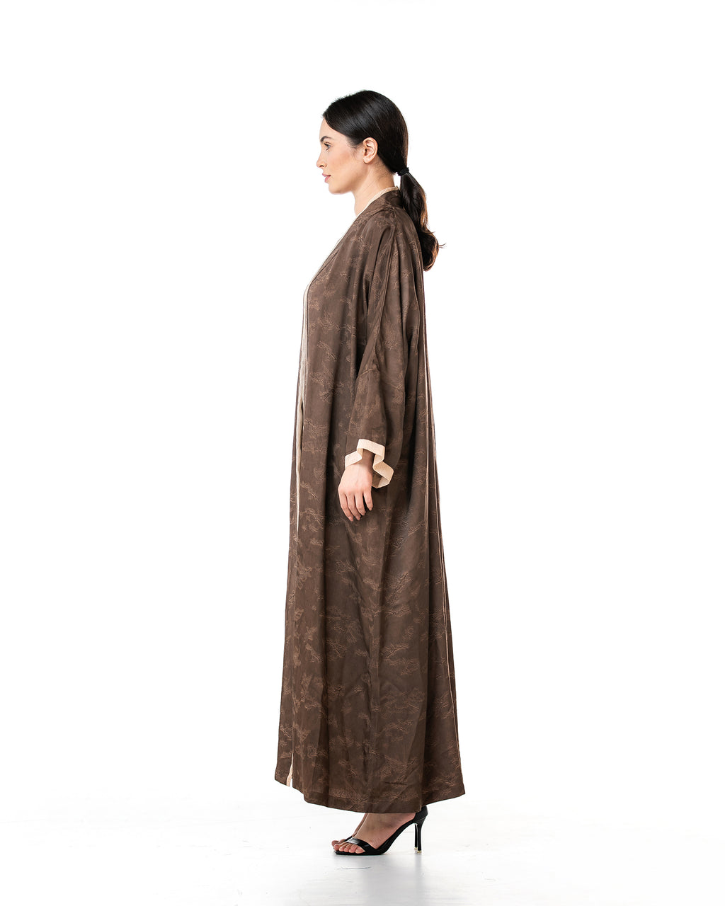 Walnut – Printed Viscose Linen Kaftan Abaya