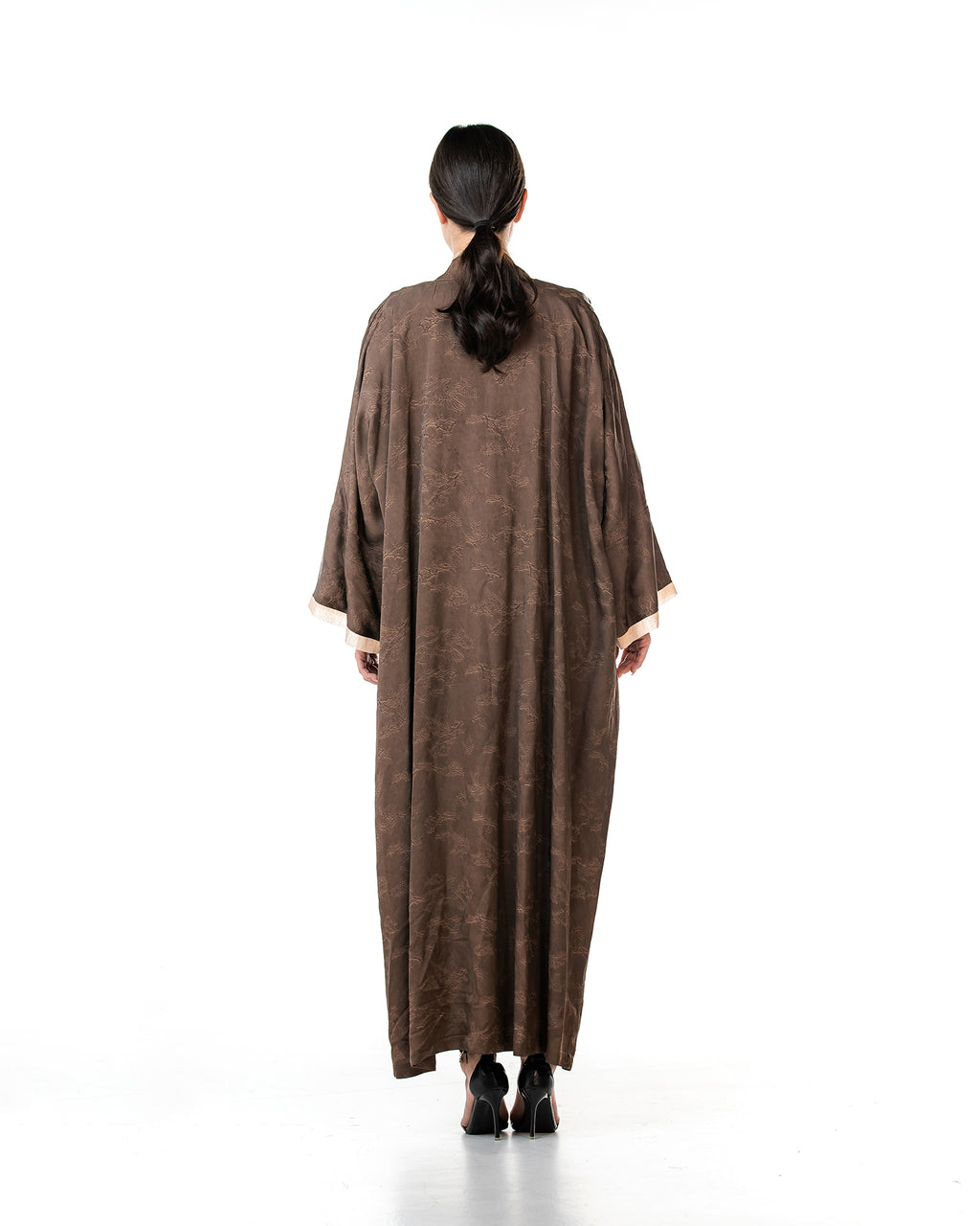 Walnut – Printed Viscose Linen Kaftan Abaya