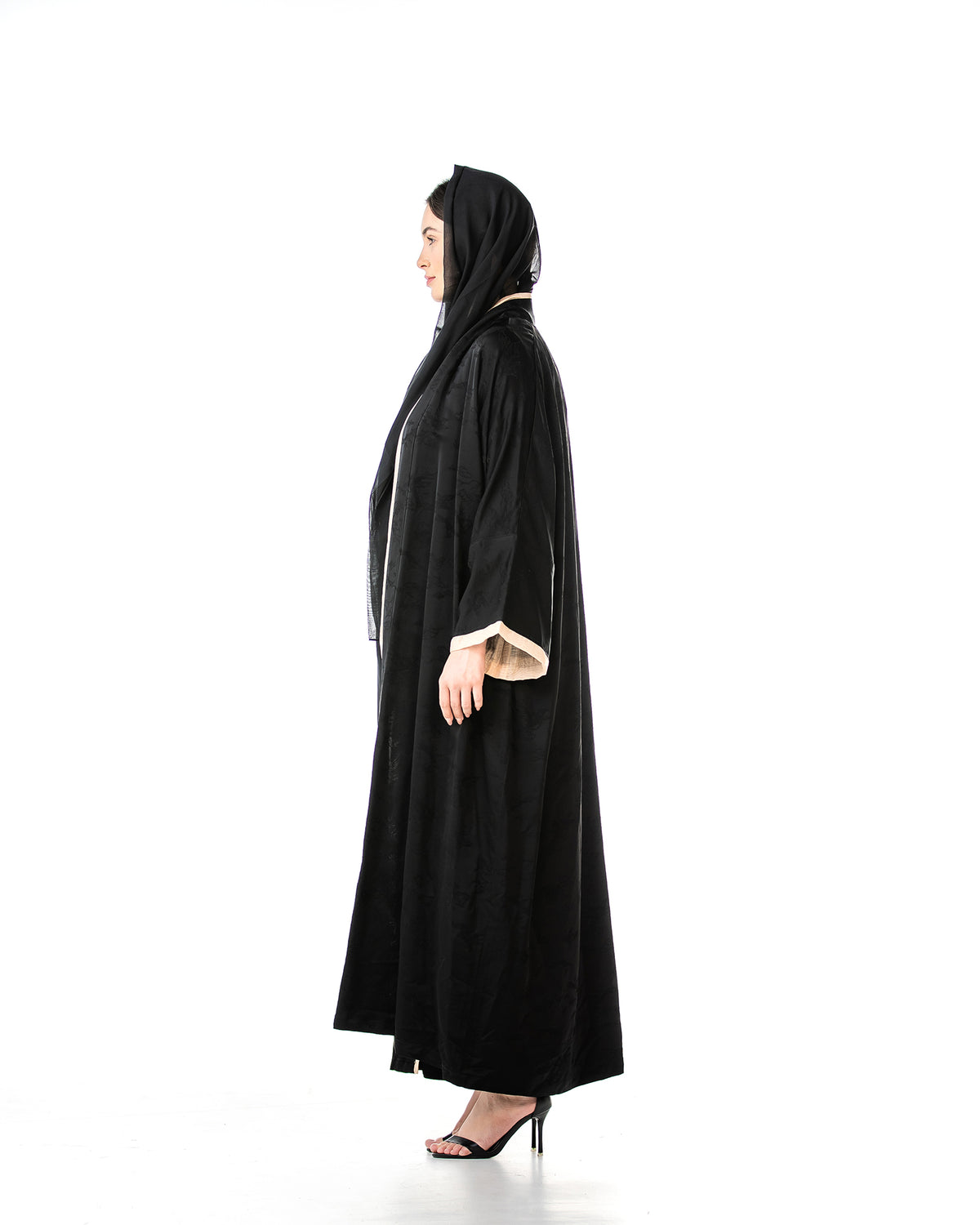 Walnut – Printed Viscose Linen Kaftan Abaya