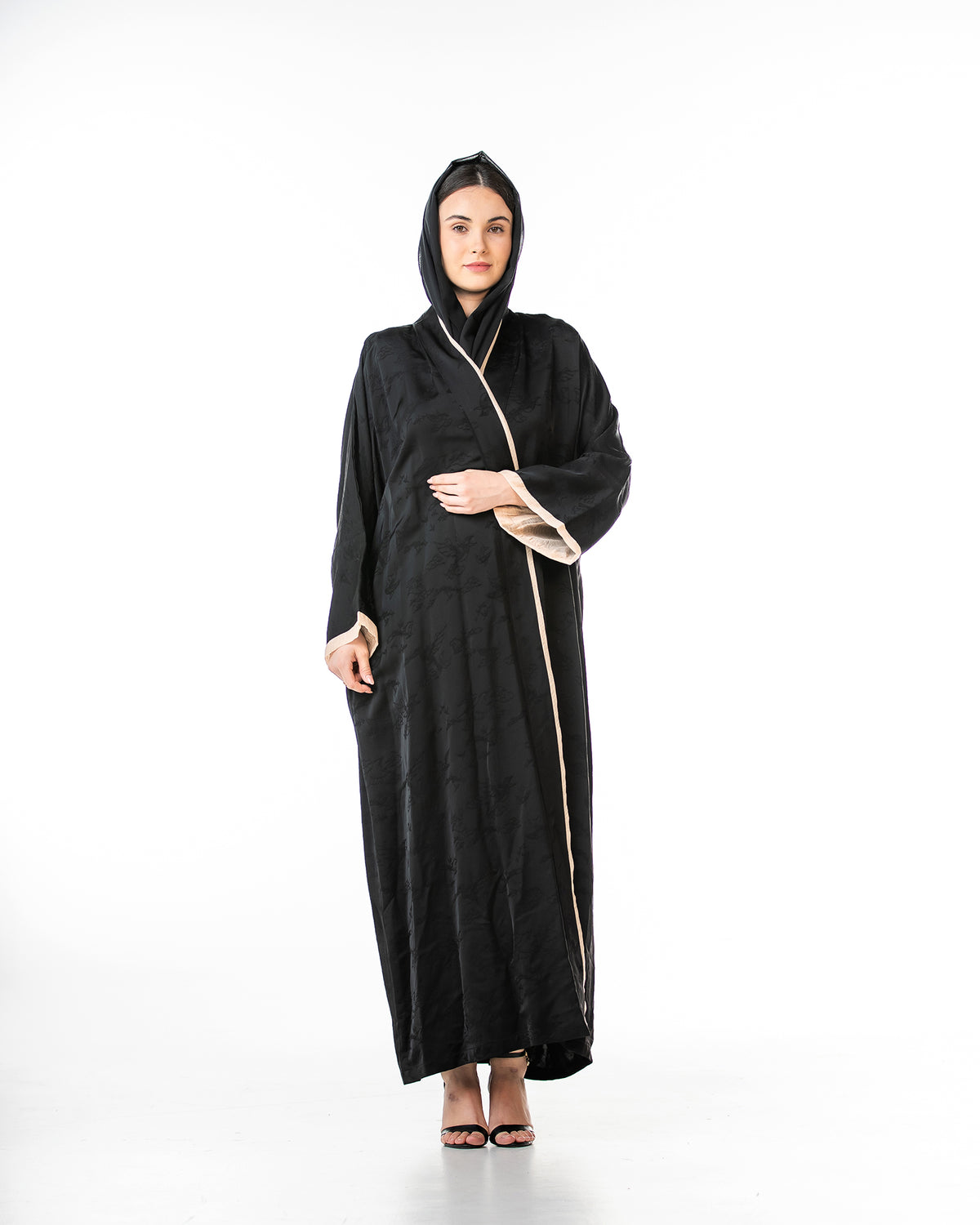Walnut – Printed Viscose Linen Kaftan Abaya