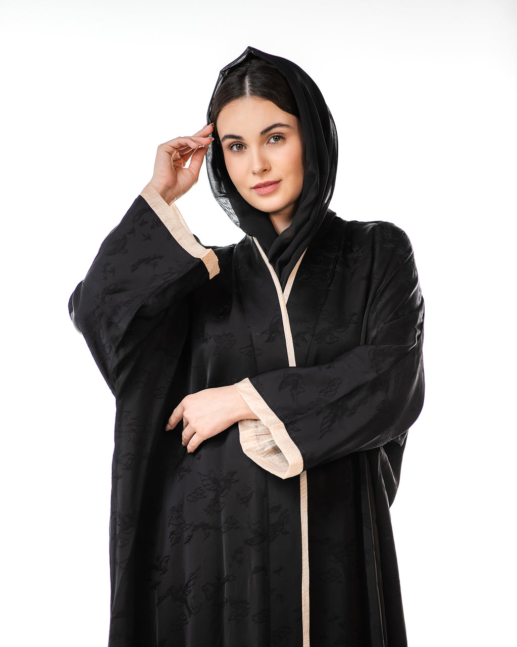 Walnut – Printed Viscose Linen Kaftan Abaya