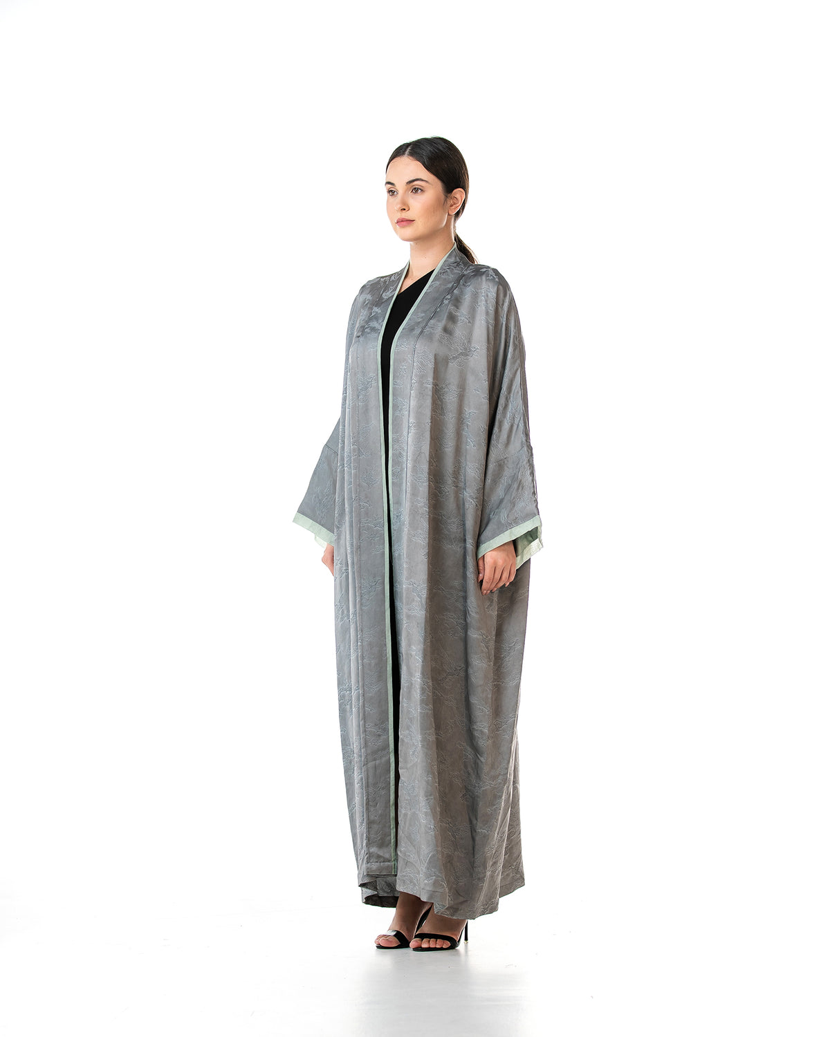 Walnut – Printed Viscose Linen Kaftan Abaya