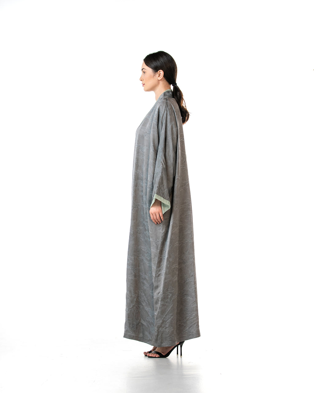 Walnut – Printed Viscose Linen Kaftan Abaya