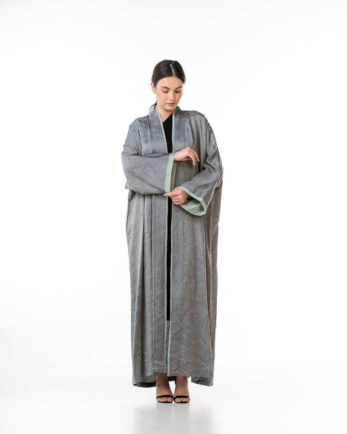 Walnut – Printed Viscose Linen Kaftan Abaya
