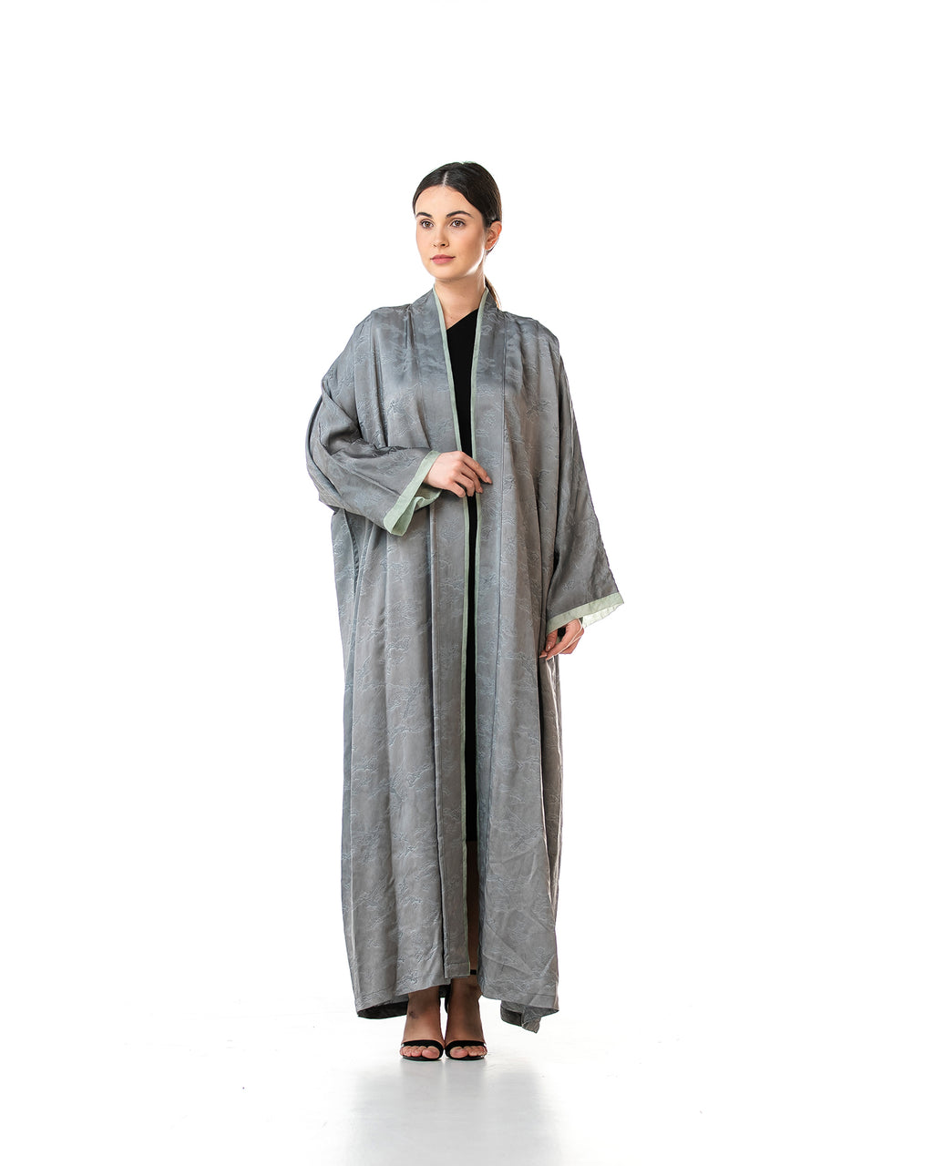 Walnut – Printed Viscose Linen Kaftan Abaya