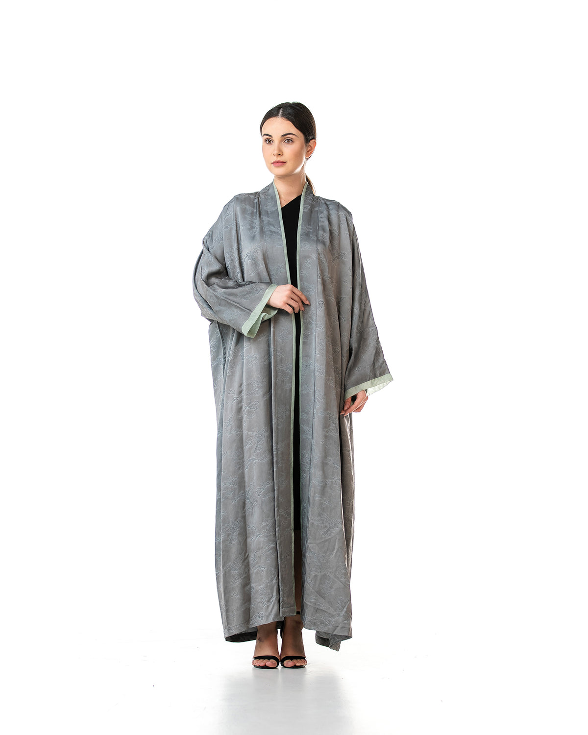 Walnut – Printed Viscose Linen Kaftan Abaya