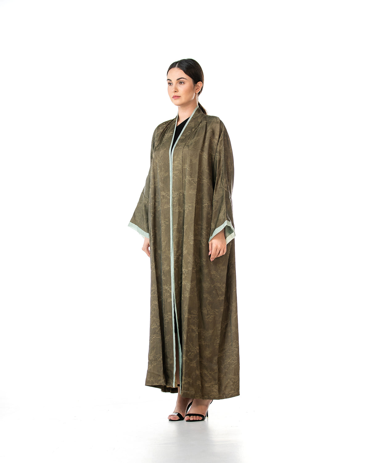 Walnut – Printed Viscose Linen Kaftan Abaya