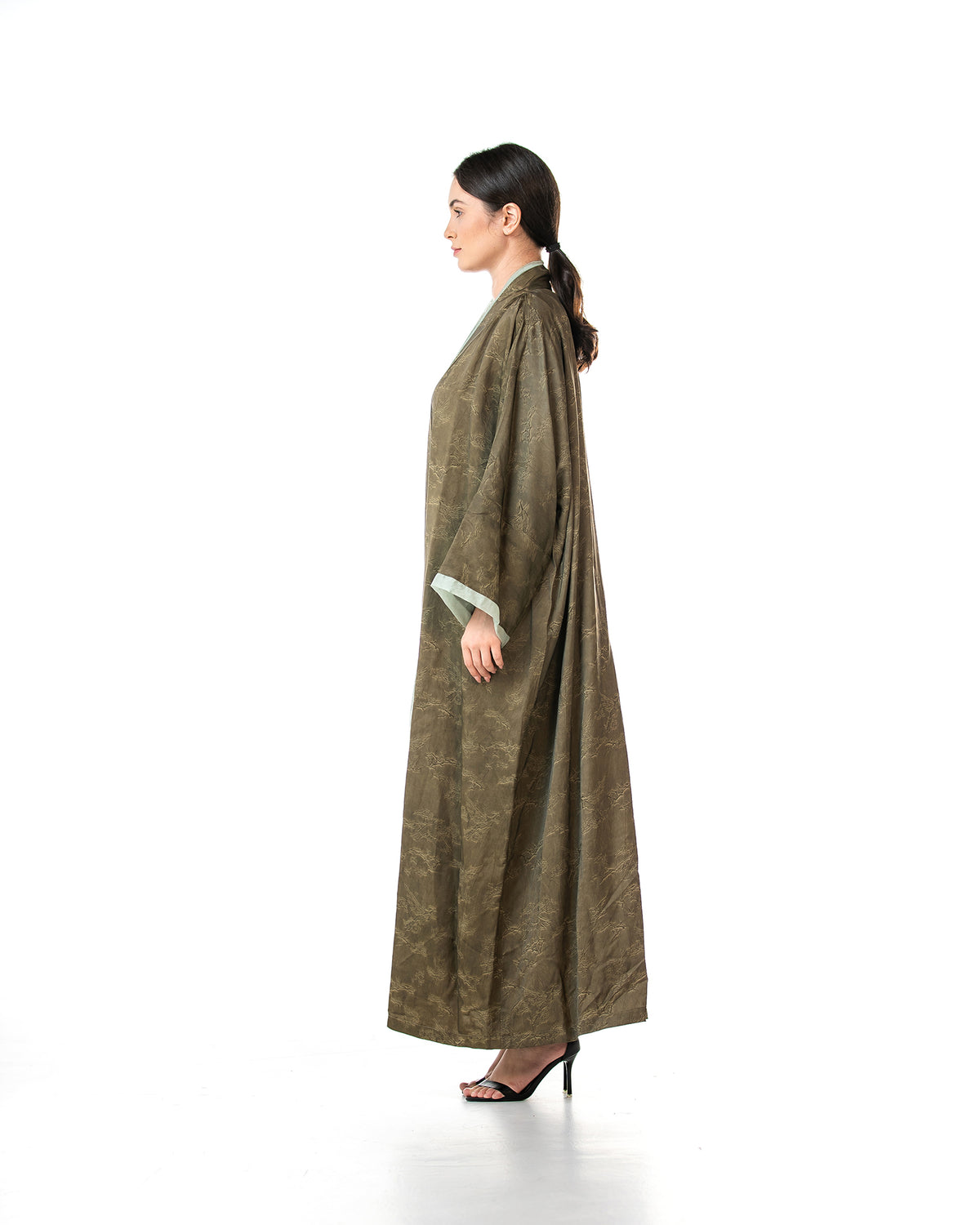 Walnut – Printed Viscose Linen Kaftan Abaya