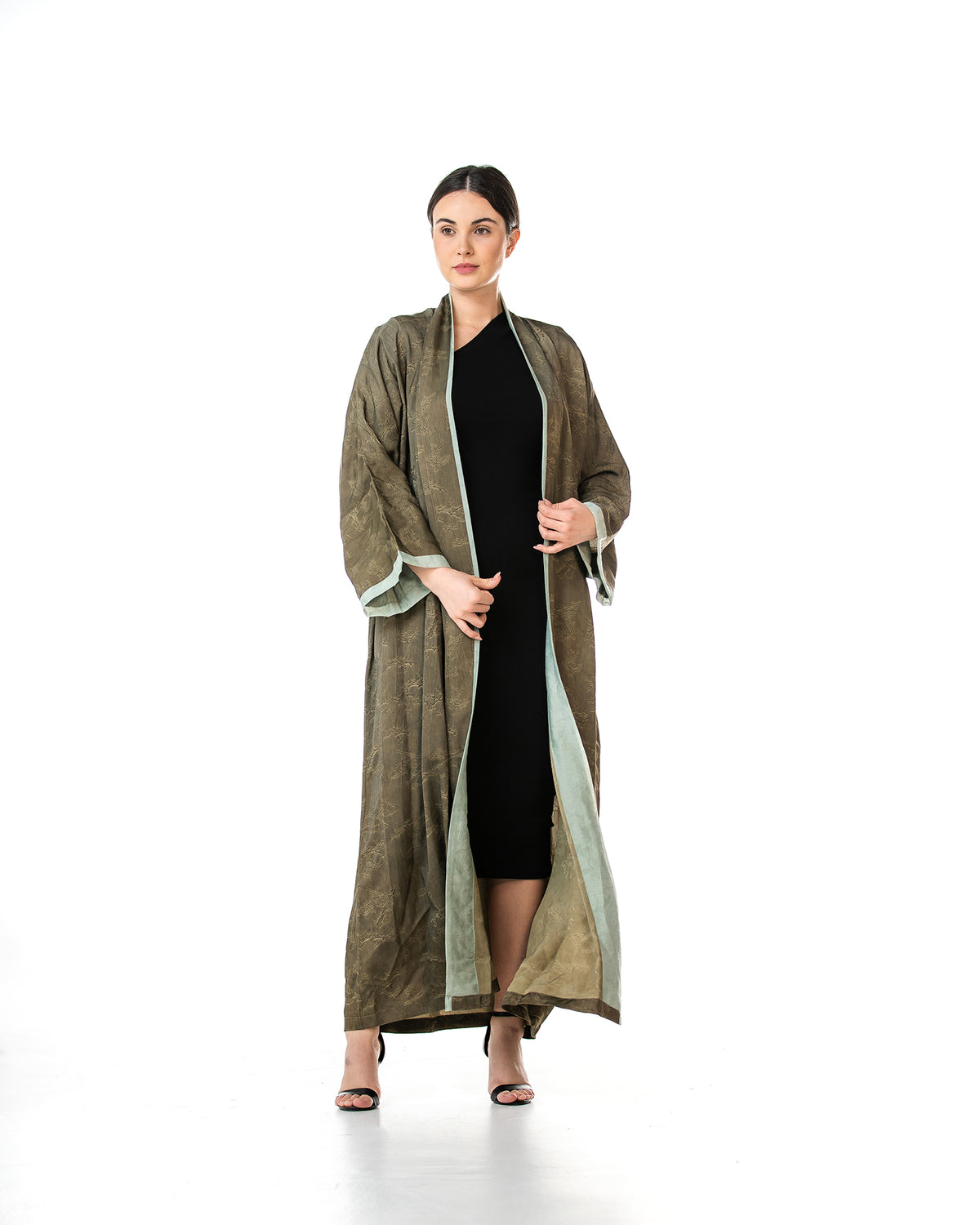 Walnut – Printed Viscose Linen Kaftan Abaya