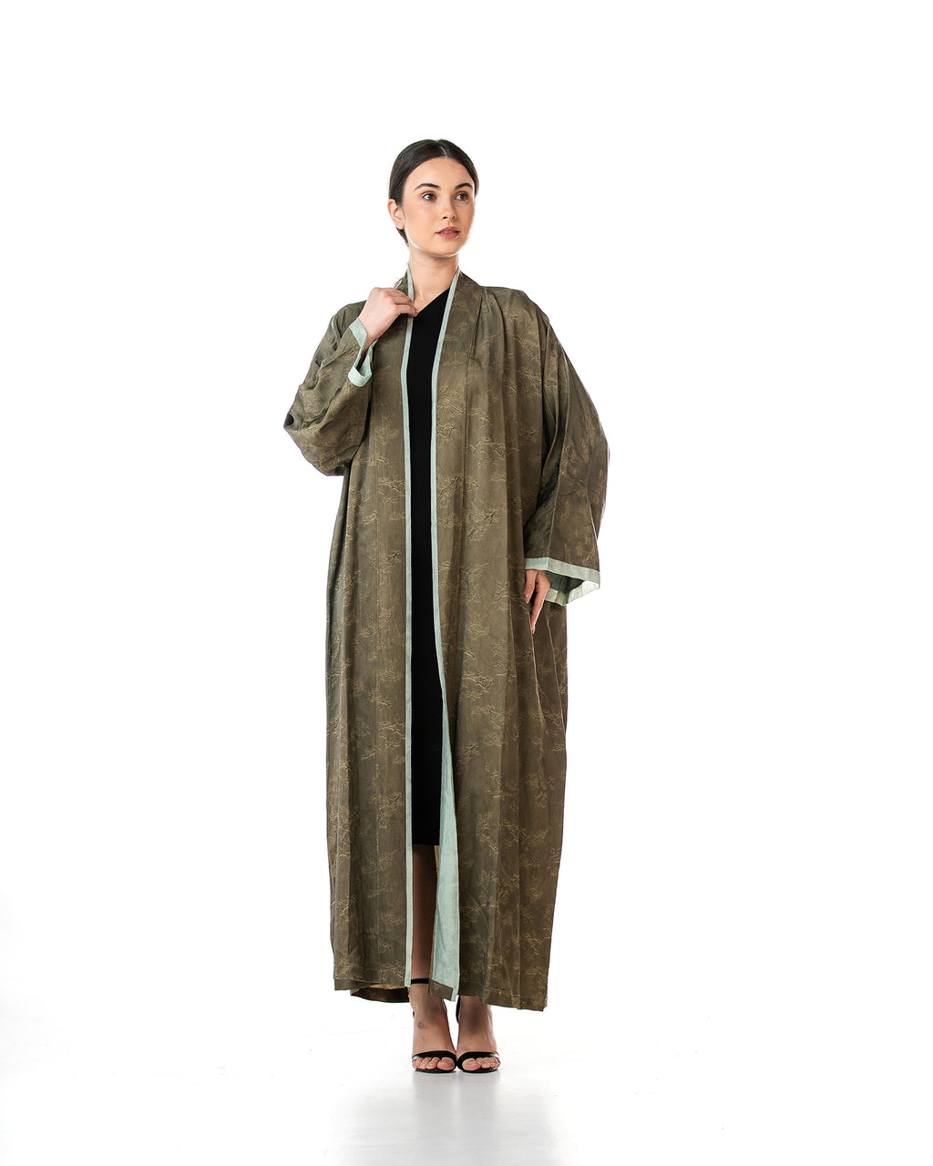 Walnut – Printed Viscose Linen Kaftan Abaya
