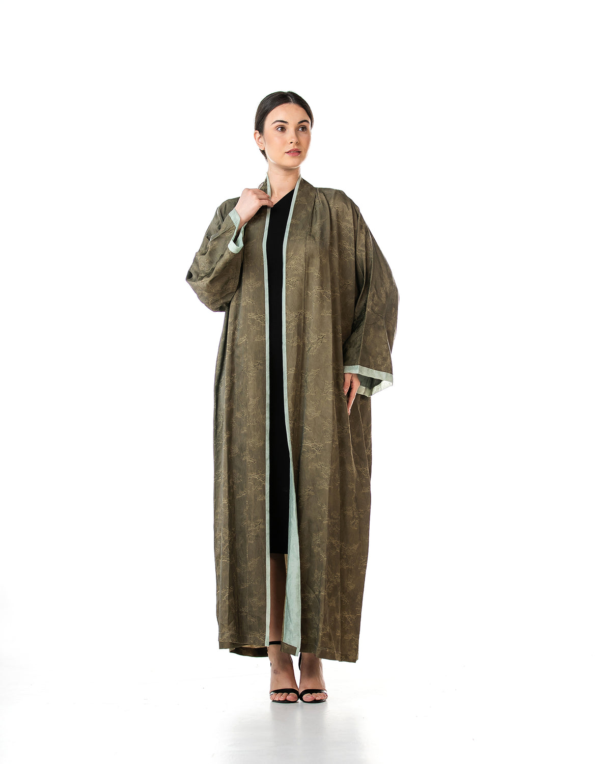 Walnut – Printed Viscose Linen Kaftan Abaya