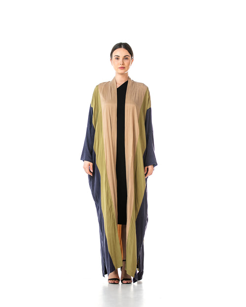 Eclipse 2.0 – Colorblock Washed Silk Bisht Abaya