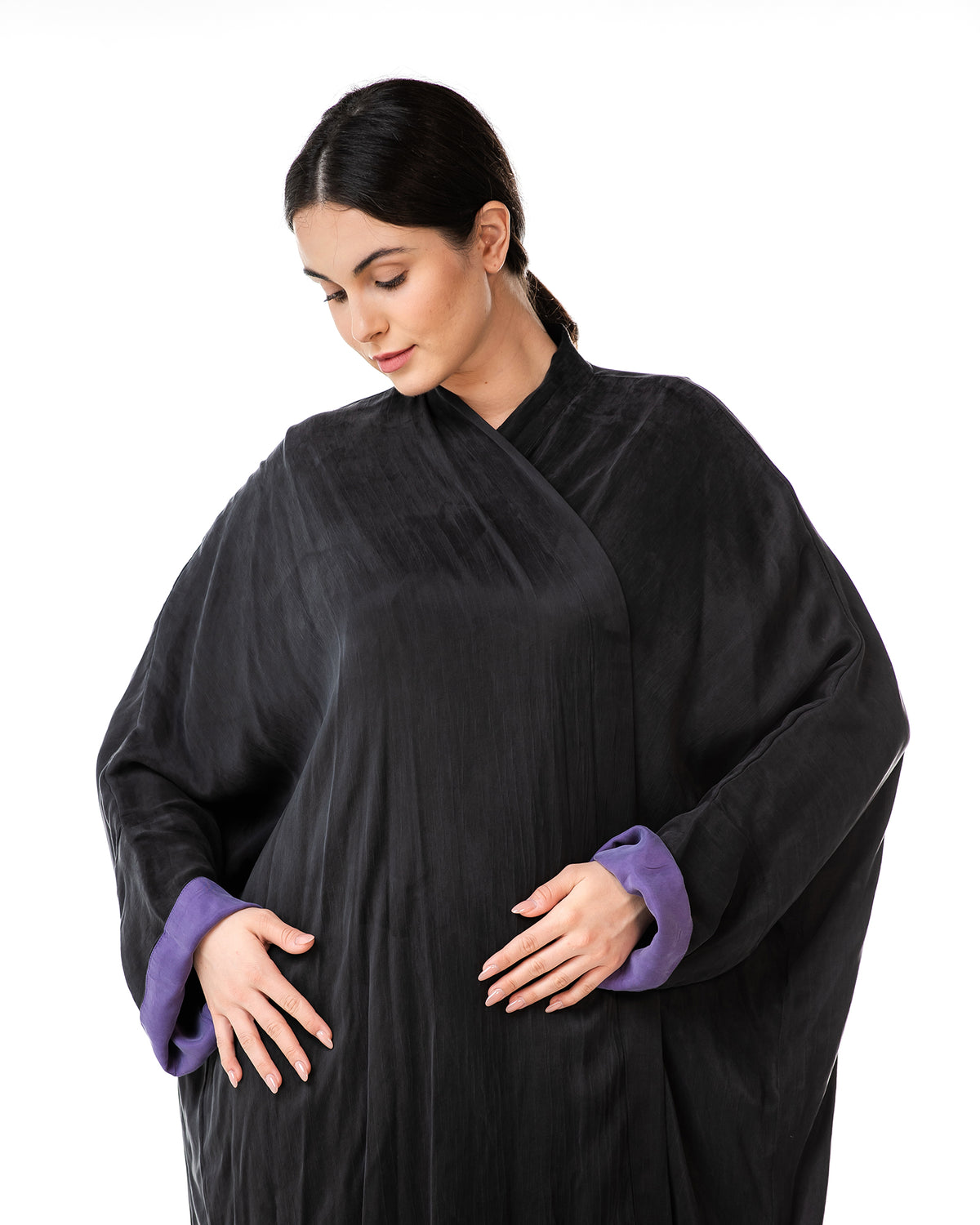 Maya Lux – Washed Silk Kaftan Bisht Abaya