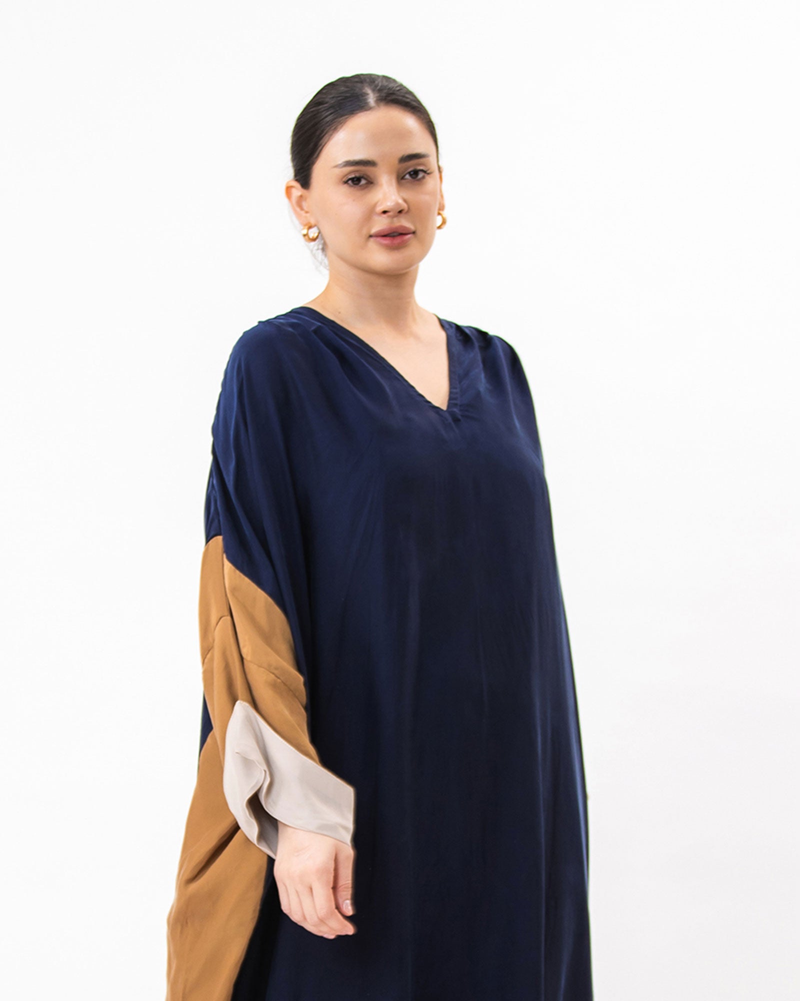 Hanadi – Colorblock Washed Silk Kaftan