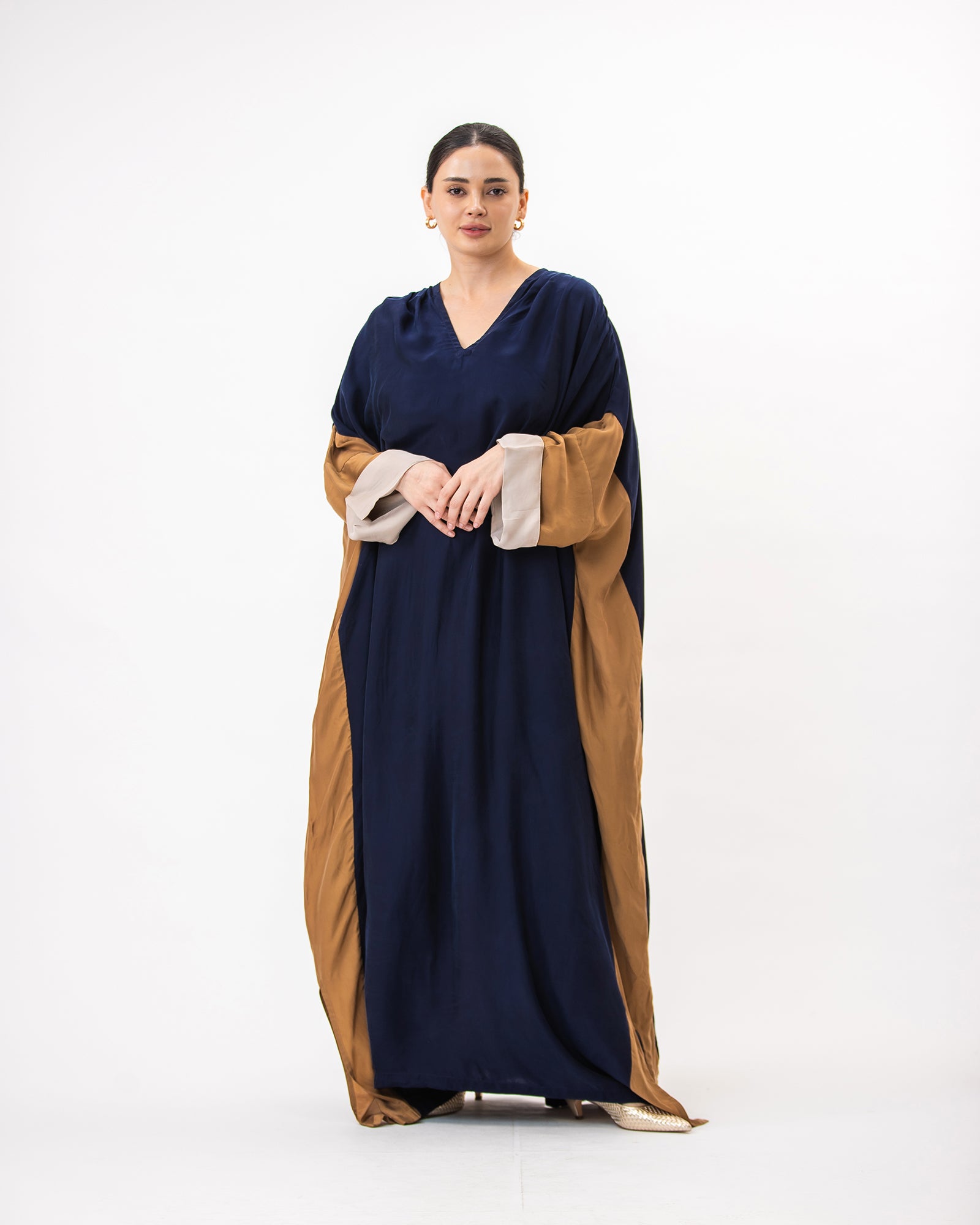 Hanadi – Colorblock Washed Silk Kaftan