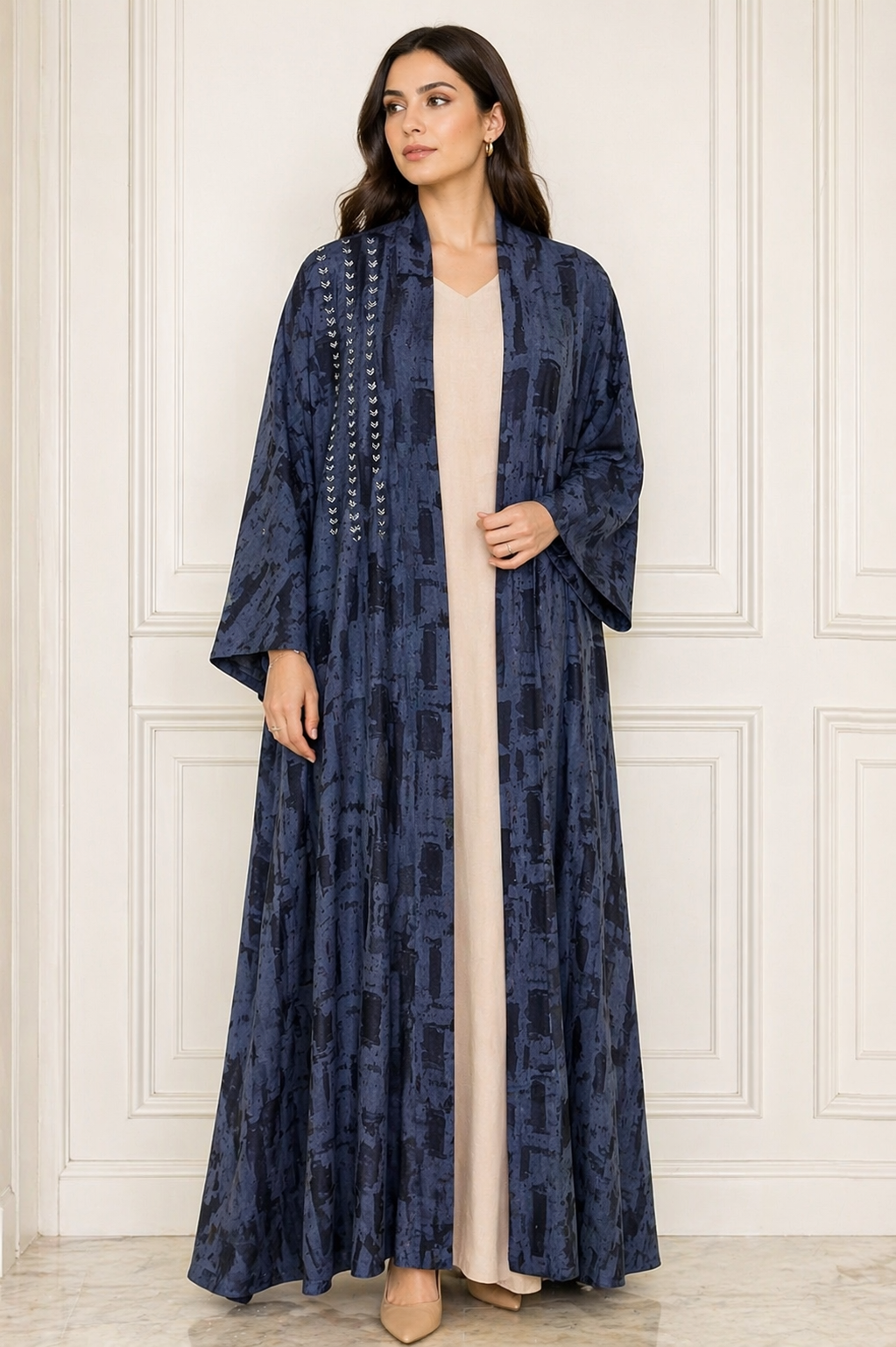 Clara Lux – Textured Washed Silk Flared Abaya