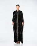 Latte – Printed Velvet Bisht Abaya