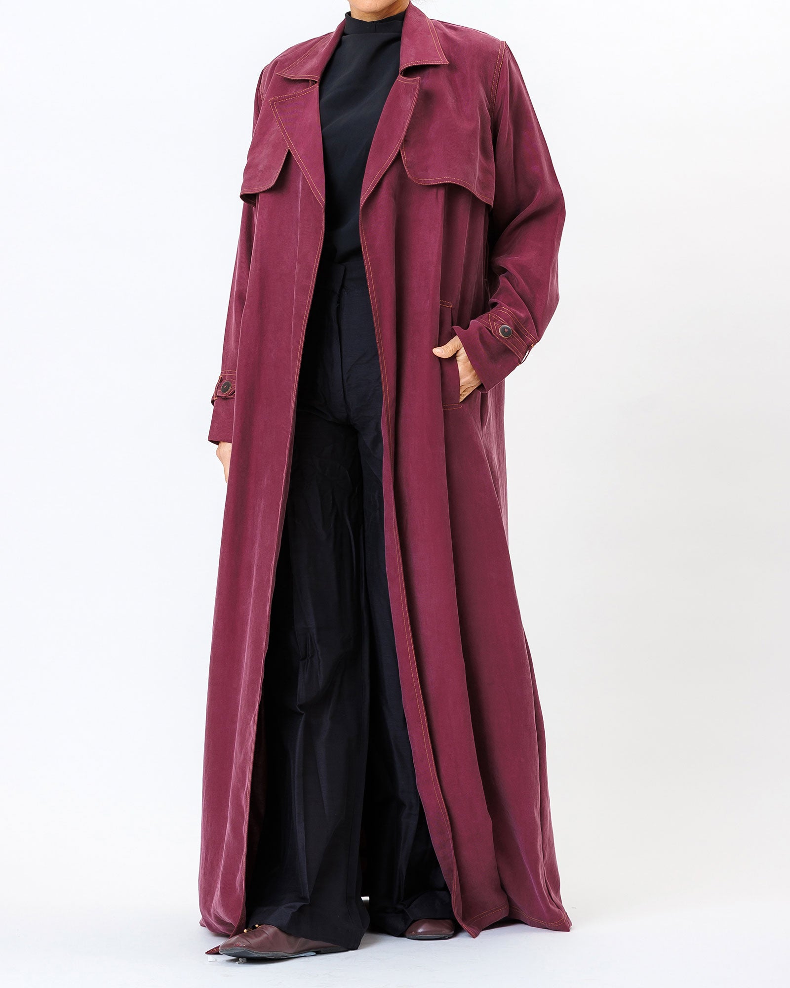  Celia – Washed Silk Trench Abaya