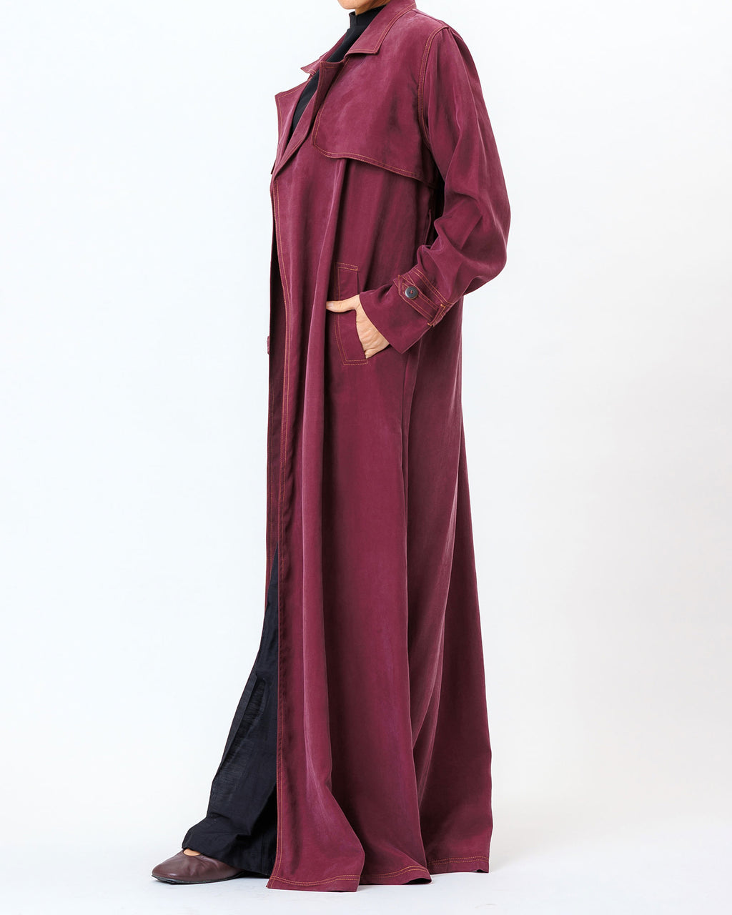  Celia – Washed Silk Trench Abaya