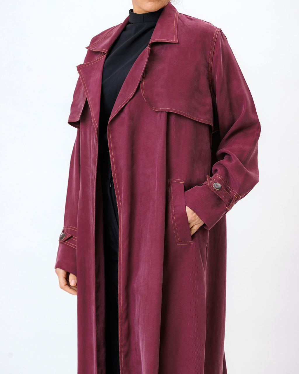  Celia – Washed Silk Trench Abaya