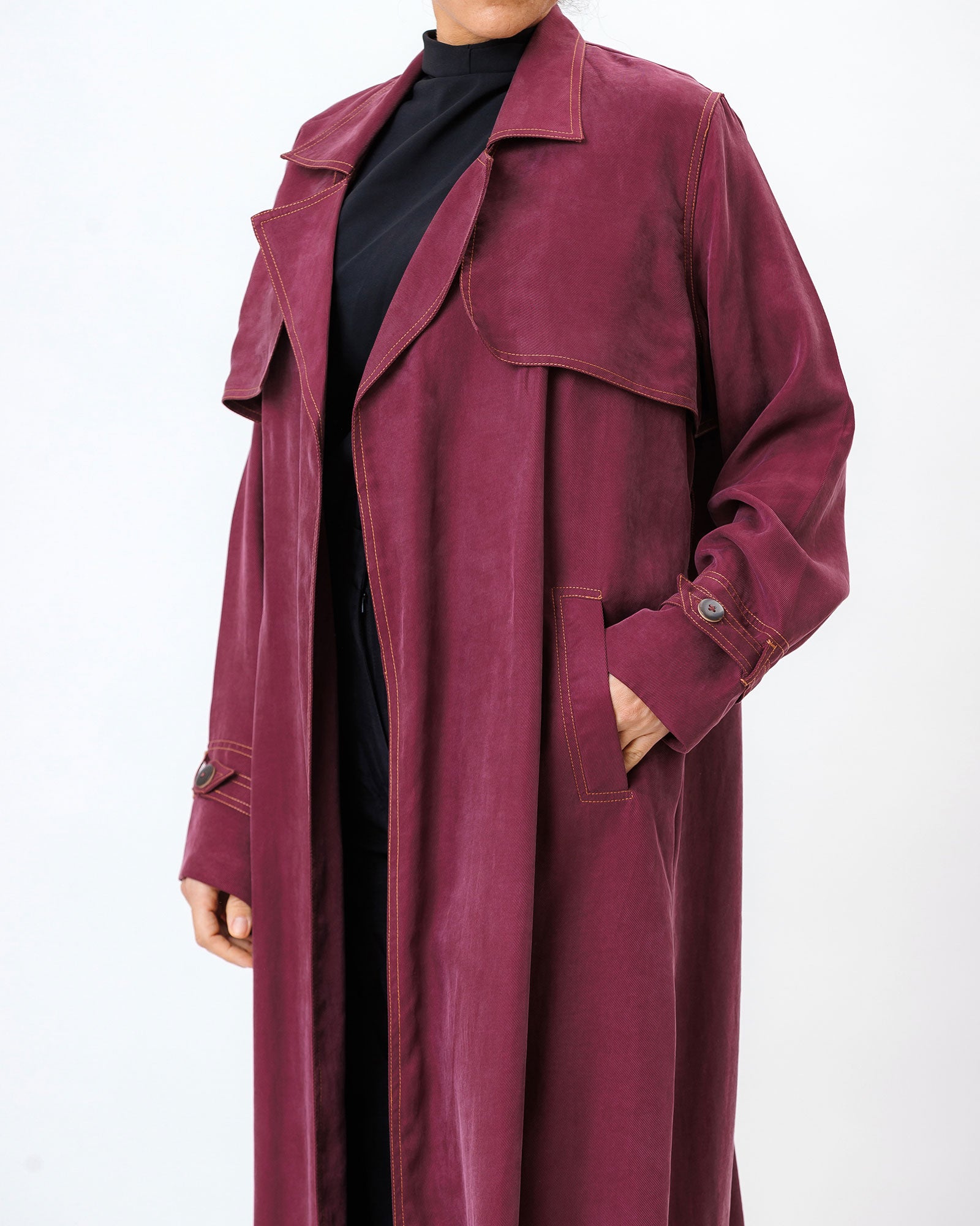  Celia – Washed Silk Trench Abaya
