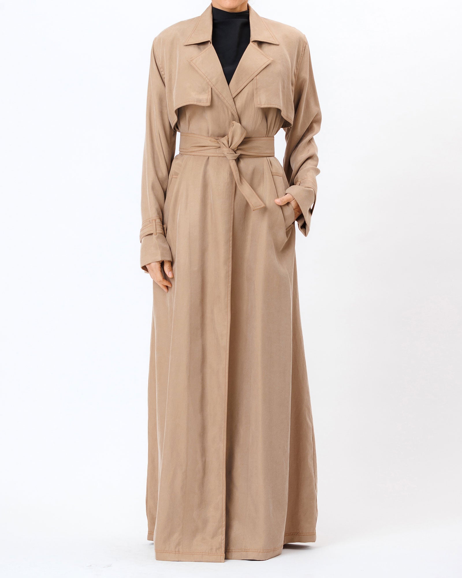  Celia – Washed Silk Trench Abaya