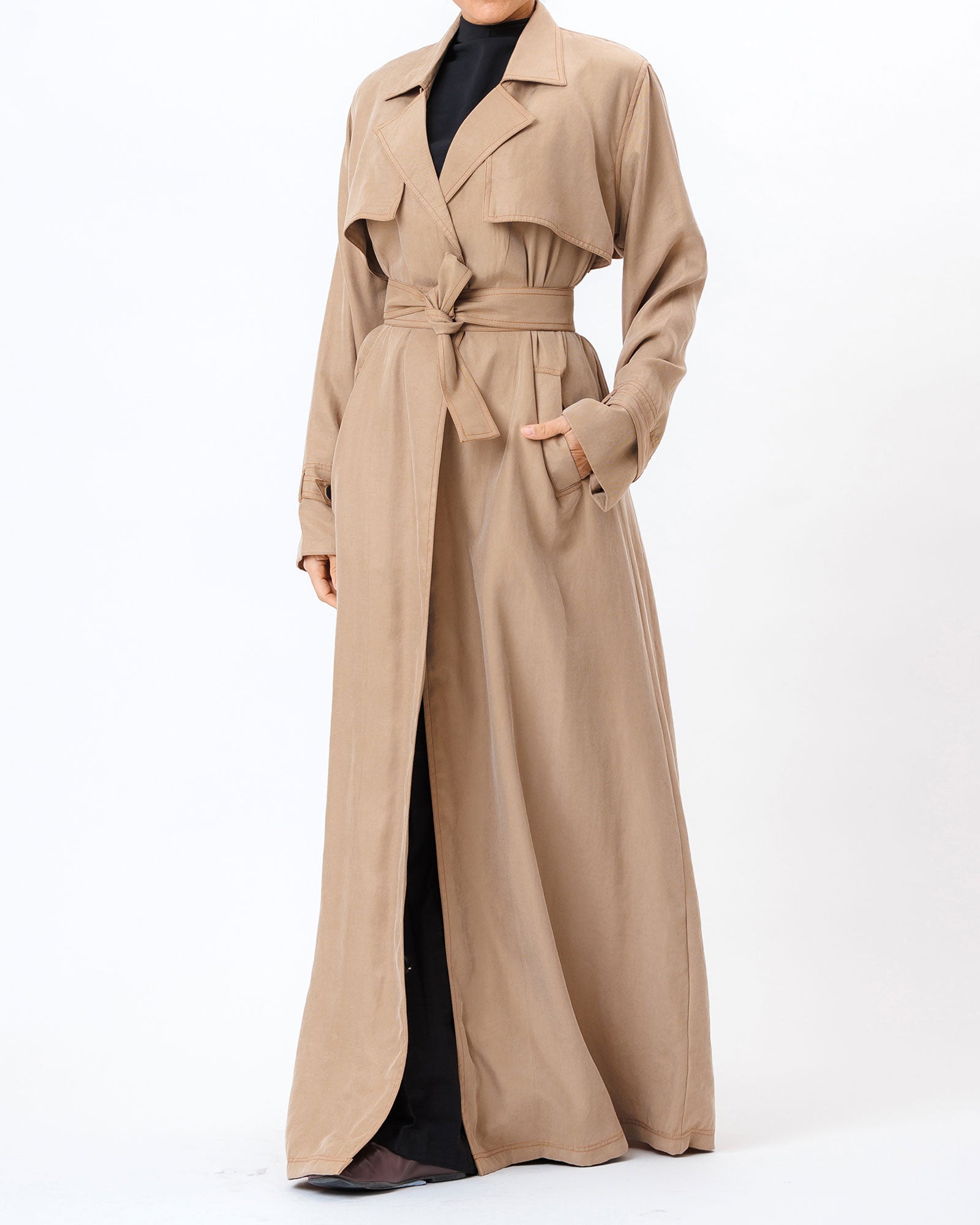  Celia – Washed Silk Trench Abaya