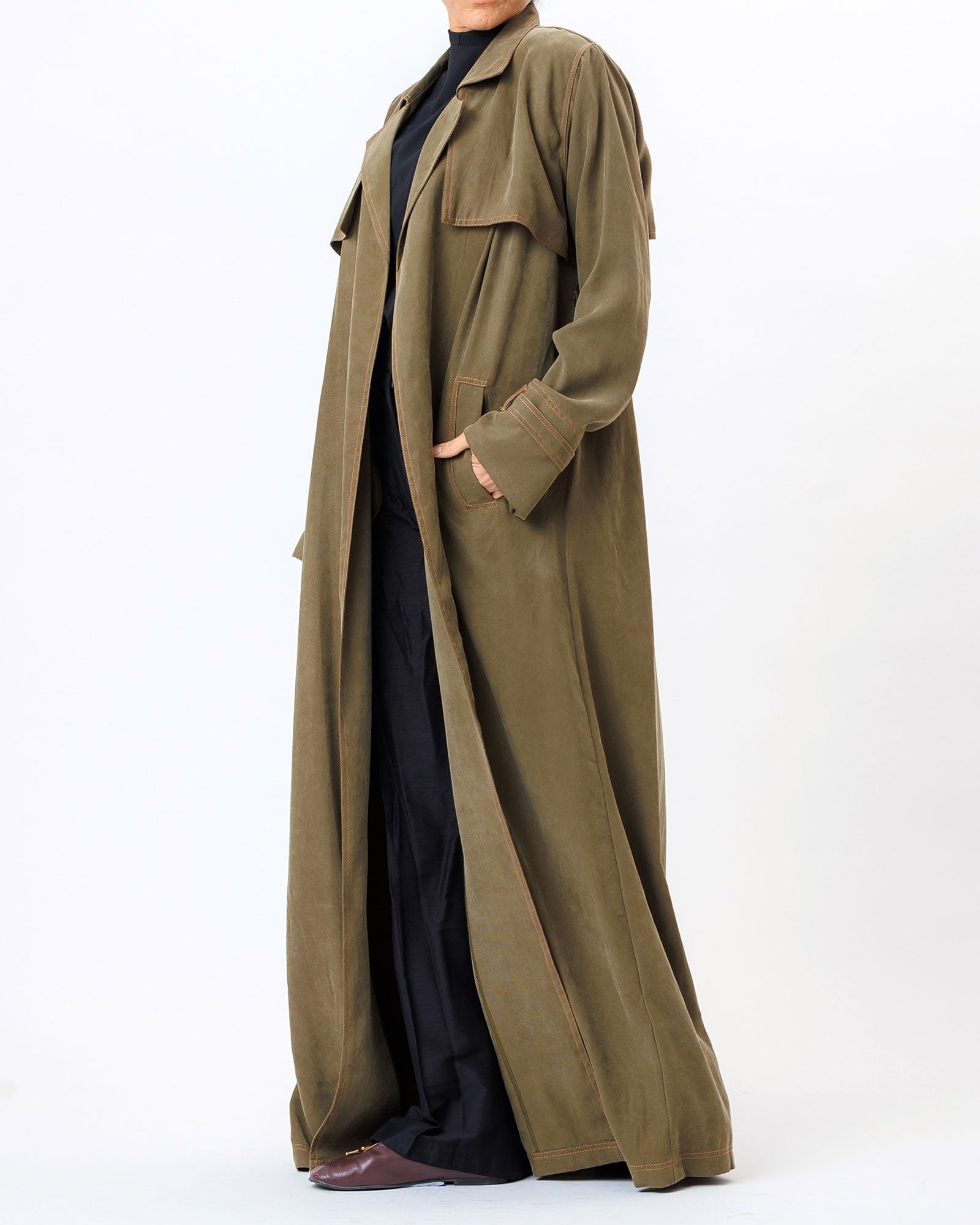  Celia – Washed Silk Trench Abaya