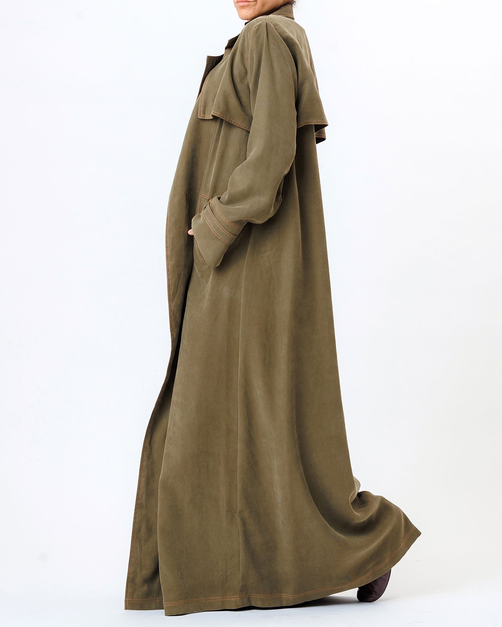  Celia – Washed Silk Trench Abaya