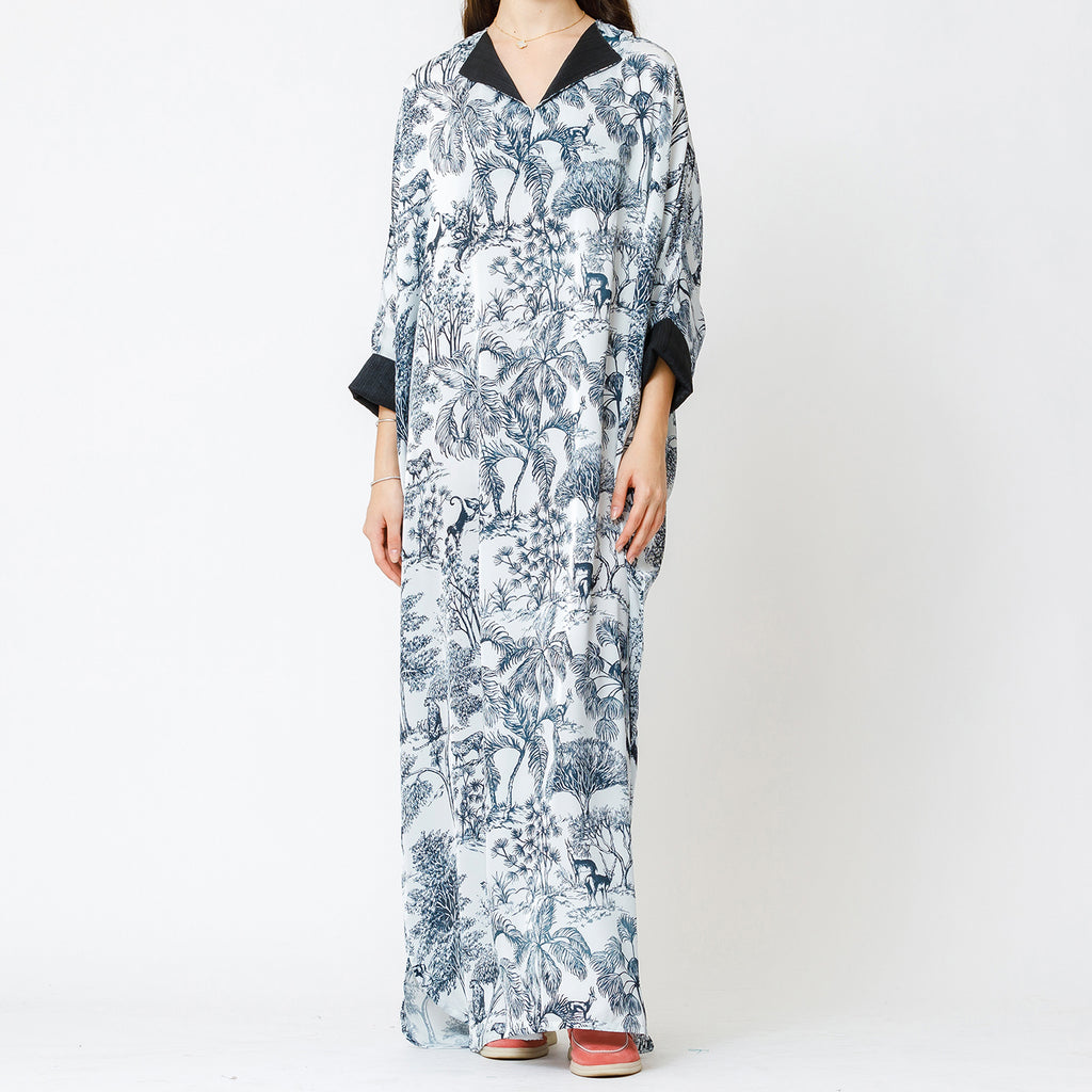 Amethyst - Tropical Print Satin Kaftan